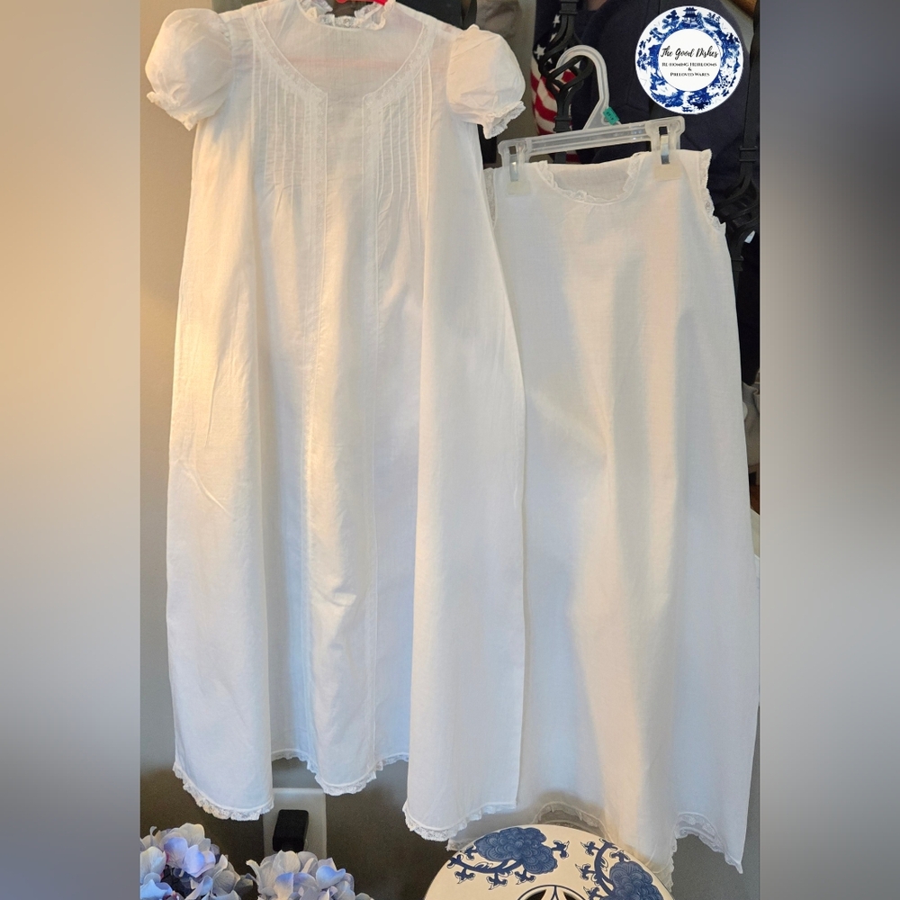 SOLD SOLD SOLD Edwardian Christening Gown and matching slip - French Lace